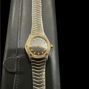 Elegant Ebel Gold and Silver Watch with Gold Bezel with real diamond accents.